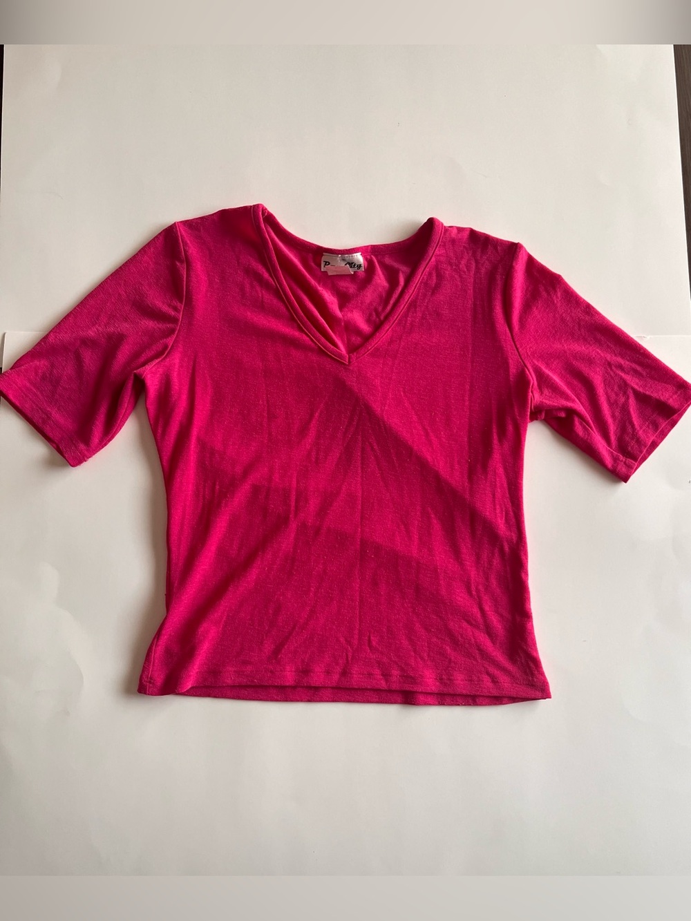 Women's V-Neck Short Sleeve Tee in Hot Pink